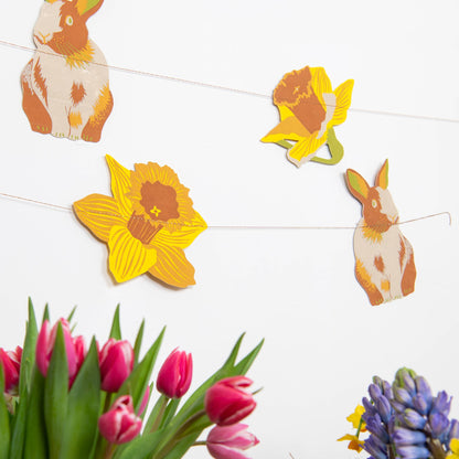 Rabbits Daffodils Easter Sewn Garland