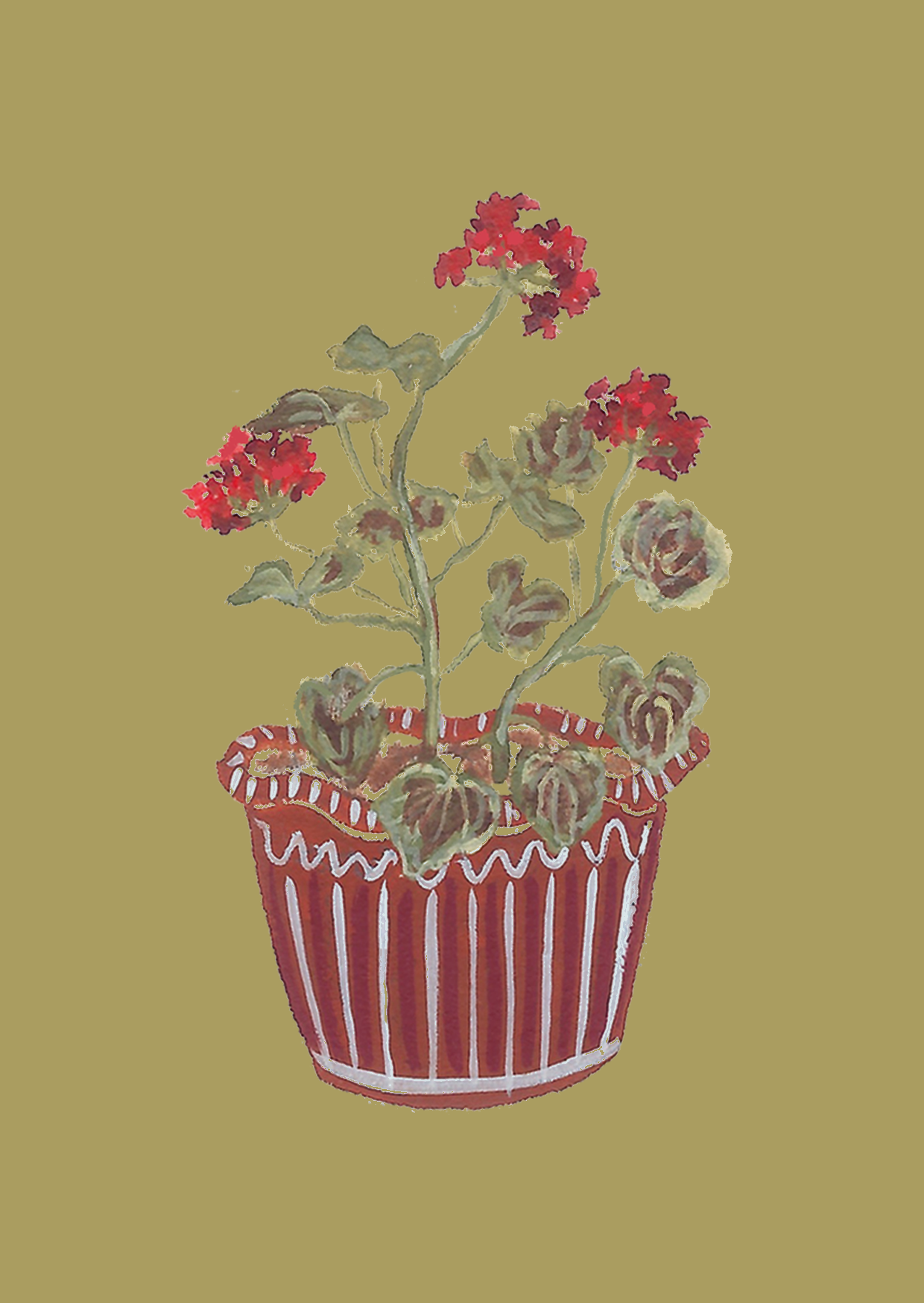 Red Geraniums Mini Art Card