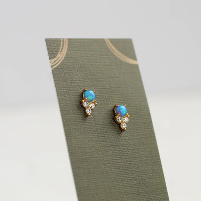 Blue Opal Stud Earrings