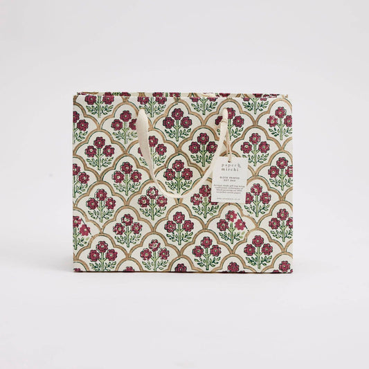 Trellis Cherry Medium Block Printed Gift Bags