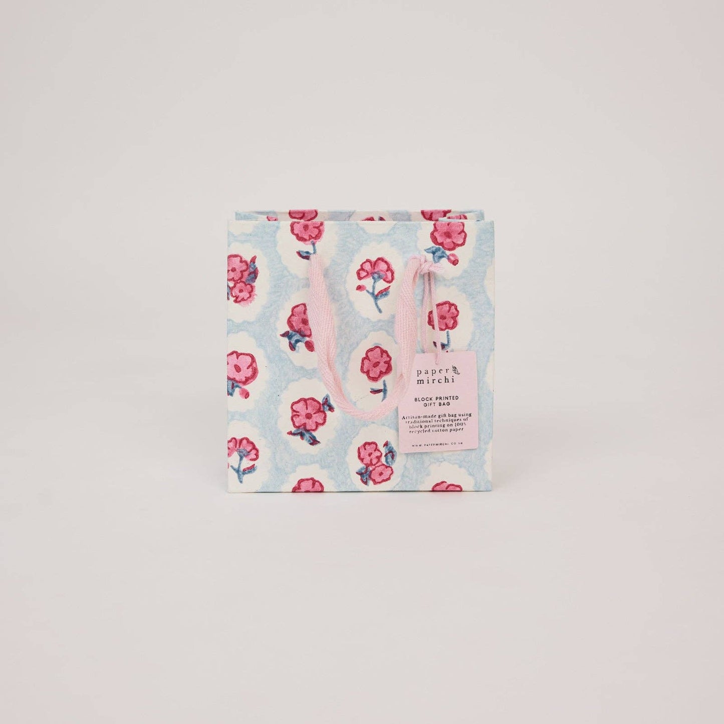 Small Hand Block Printed Gift Bags Pinks