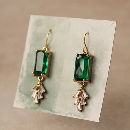 Vintage Emerald Green Zirconia Crystal Chrysler Earrings
