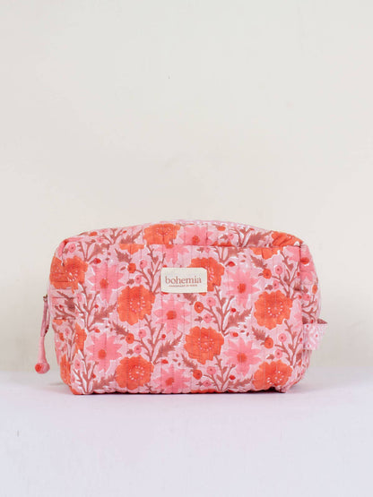 Floribunda Quilted Washbag, Vintage Pink