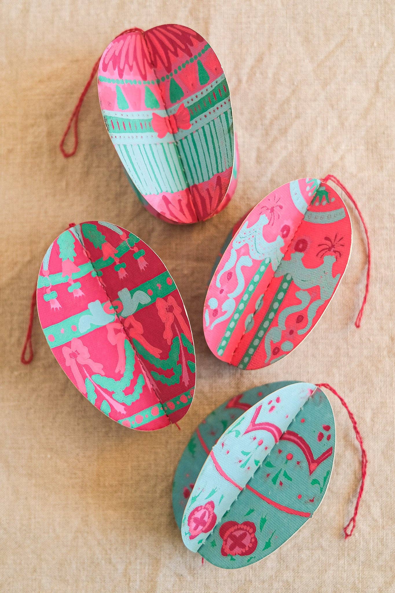 Easter Egg Paper Screen Printed Egg Decorations