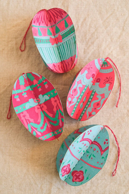 Easter Egg Paper Screen Printed Egg Decorations