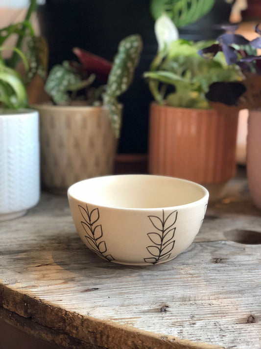 Handmade Ceramic Bowl - Botanical Leaves
