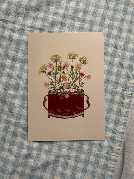 Summer Jewels Flowers A5 Gouache Art Print