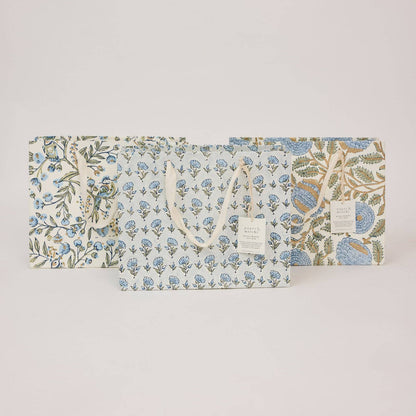 Ditsy Blue Stone Medium Block Printed Gift Bags
