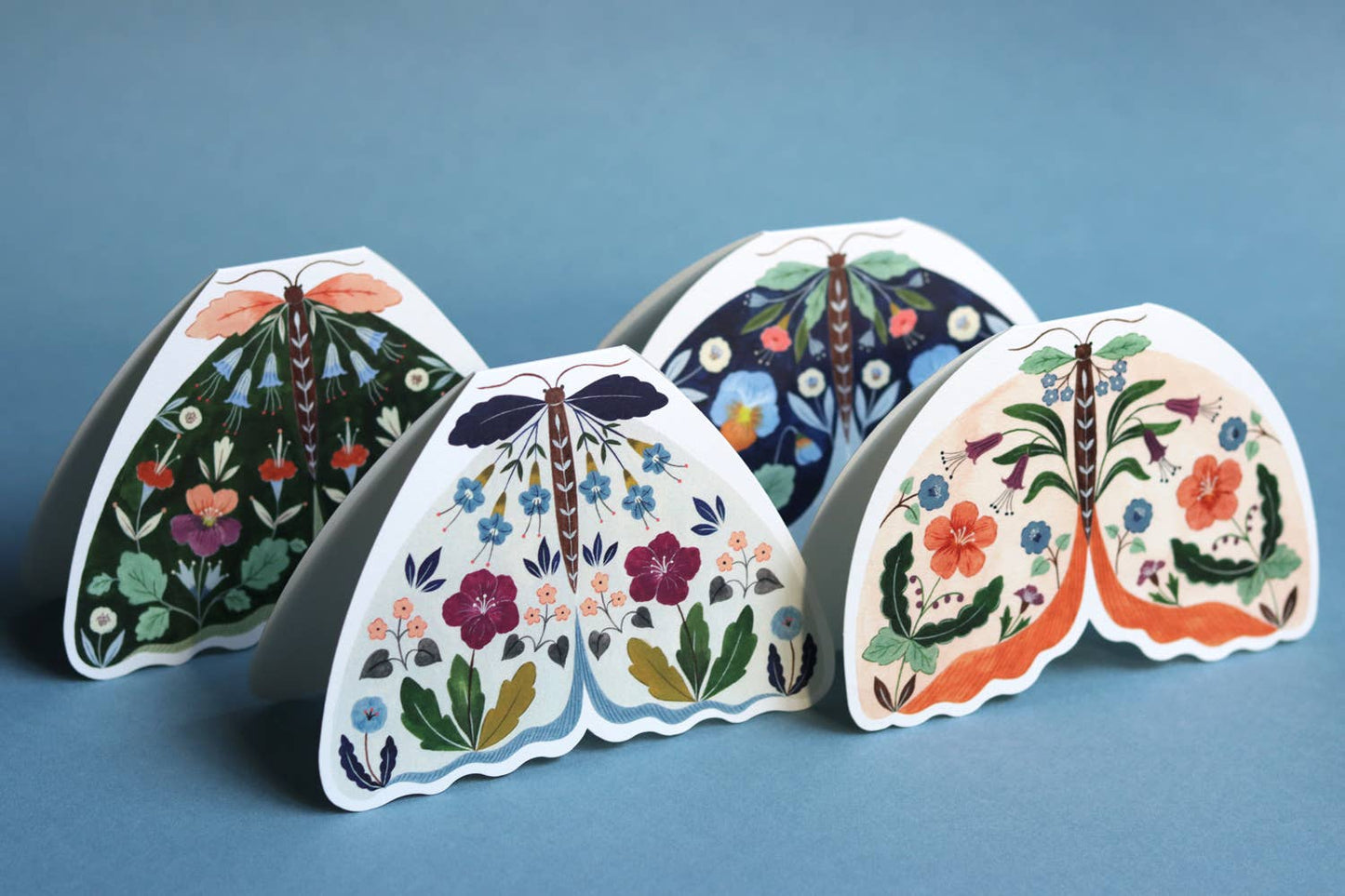 Forest Green Floral Moth shaped card