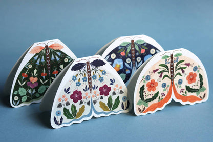 Forest Green Floral Moth shaped card