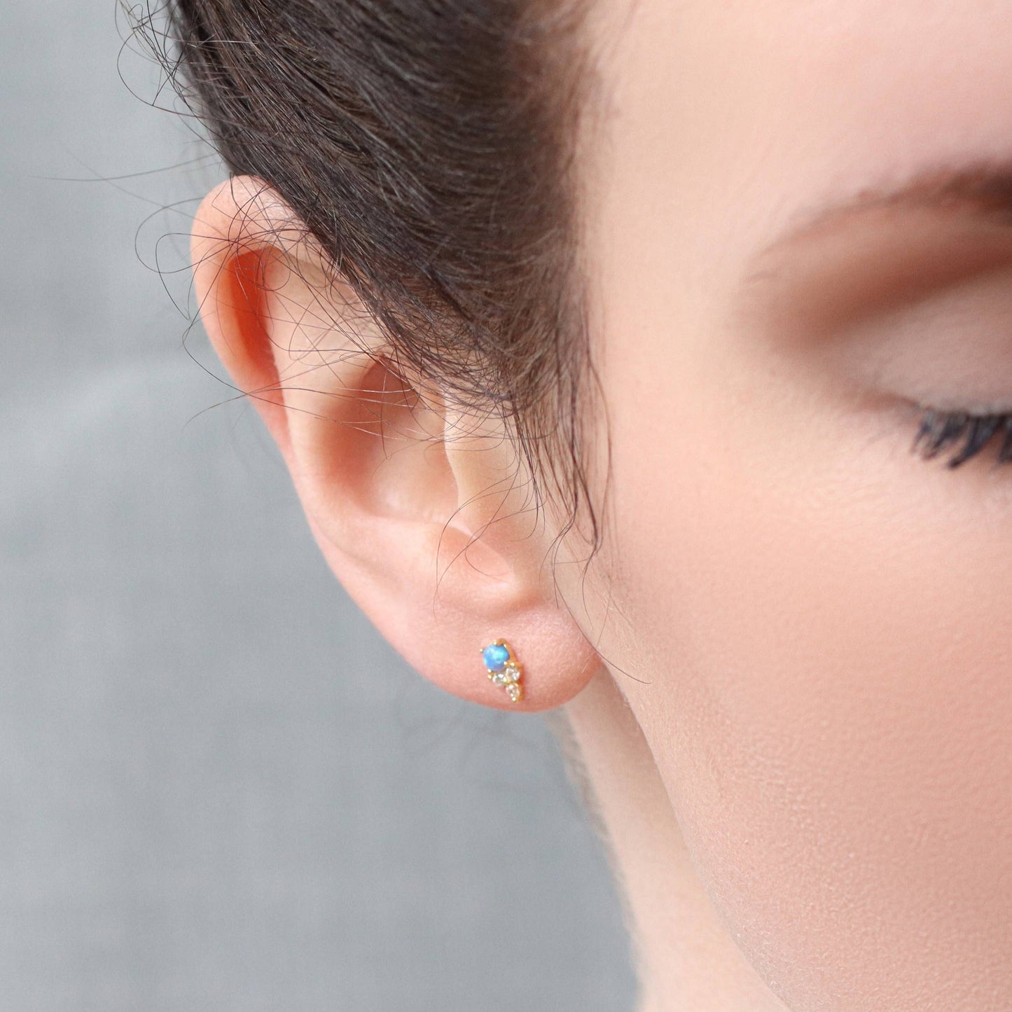 Blue Opal Stud Earrings