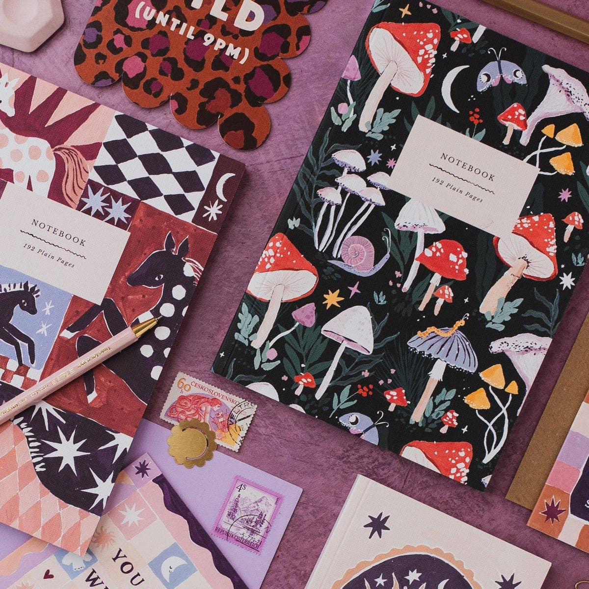 Mushrooms Notebook | Plain Page Journal | Notebooks Autumn Toadstall, Moth, Woodland