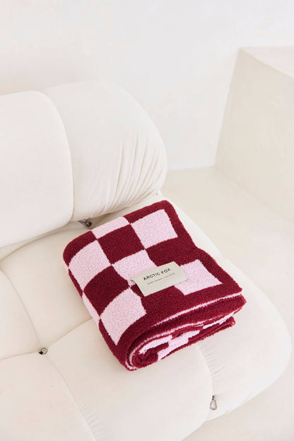 The Teddy Throw 100% Recycled Pink Check