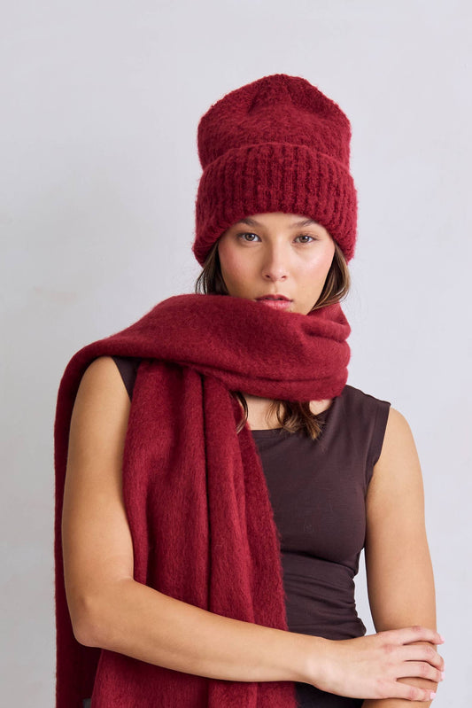 Burgundy Beanie Hat Made From 100% Recycled Materials