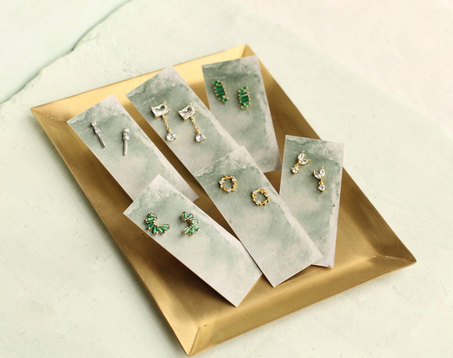 Art Deco Mother of Pearl Emerald Earrings