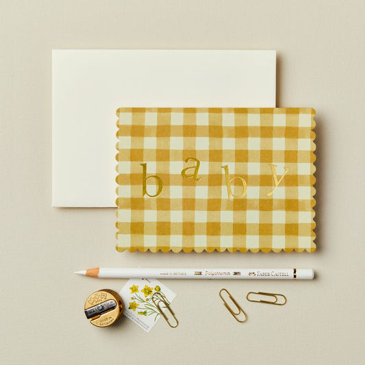 Baby Yellow Gingham New Baby Card