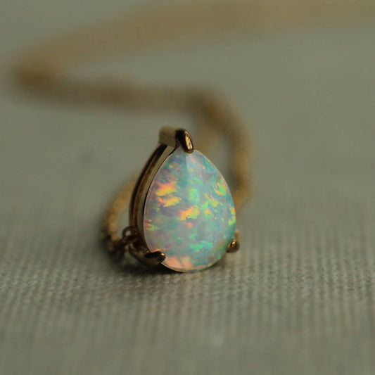 Opal Teardrop Pendant Necklace
