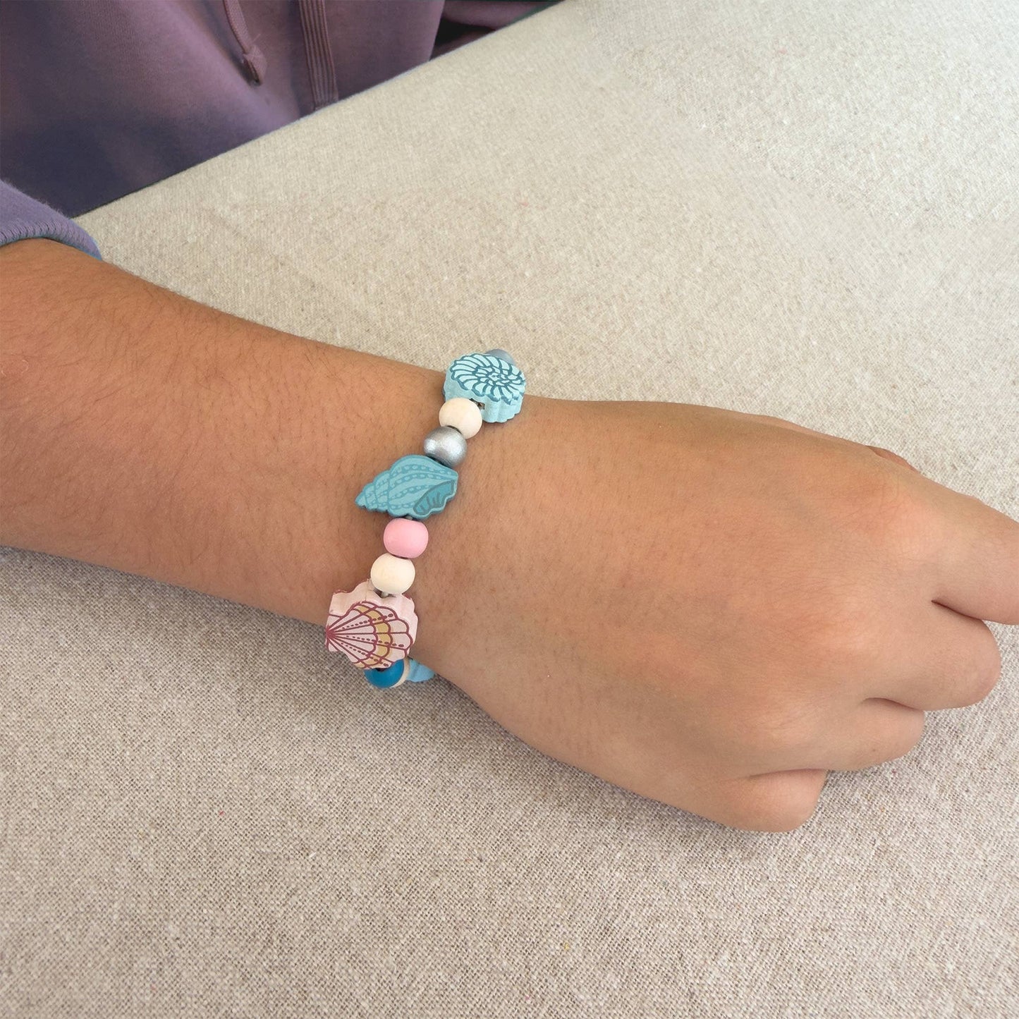Mini Seashell Bracelet Gift Kit Wooden Bead Jewellery Making Friendship Bracelet Childrens