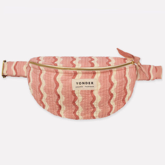 Organic Cotton Quilted Bumbag Hand Block Printed in Wiggle Floss