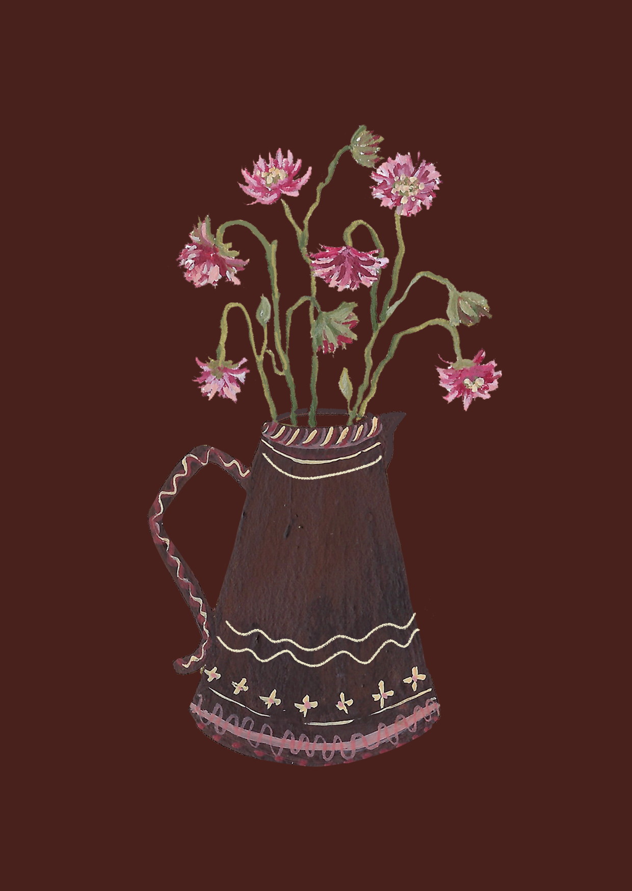 Aquilegia Nora Barlow Mini Art Card