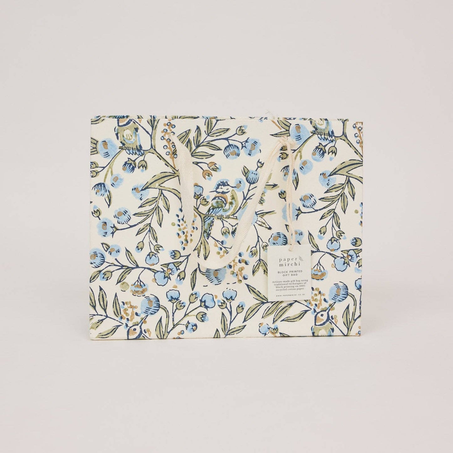 Songbird Blue Stone Medium Block Printed Gift Bags