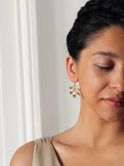 Gold Leaf Chandelier Earrings