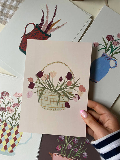 Basket of Tulips - A5 Print