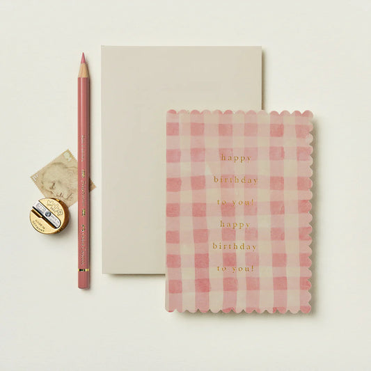 Pink Gingham Happy Birthday To you! Card