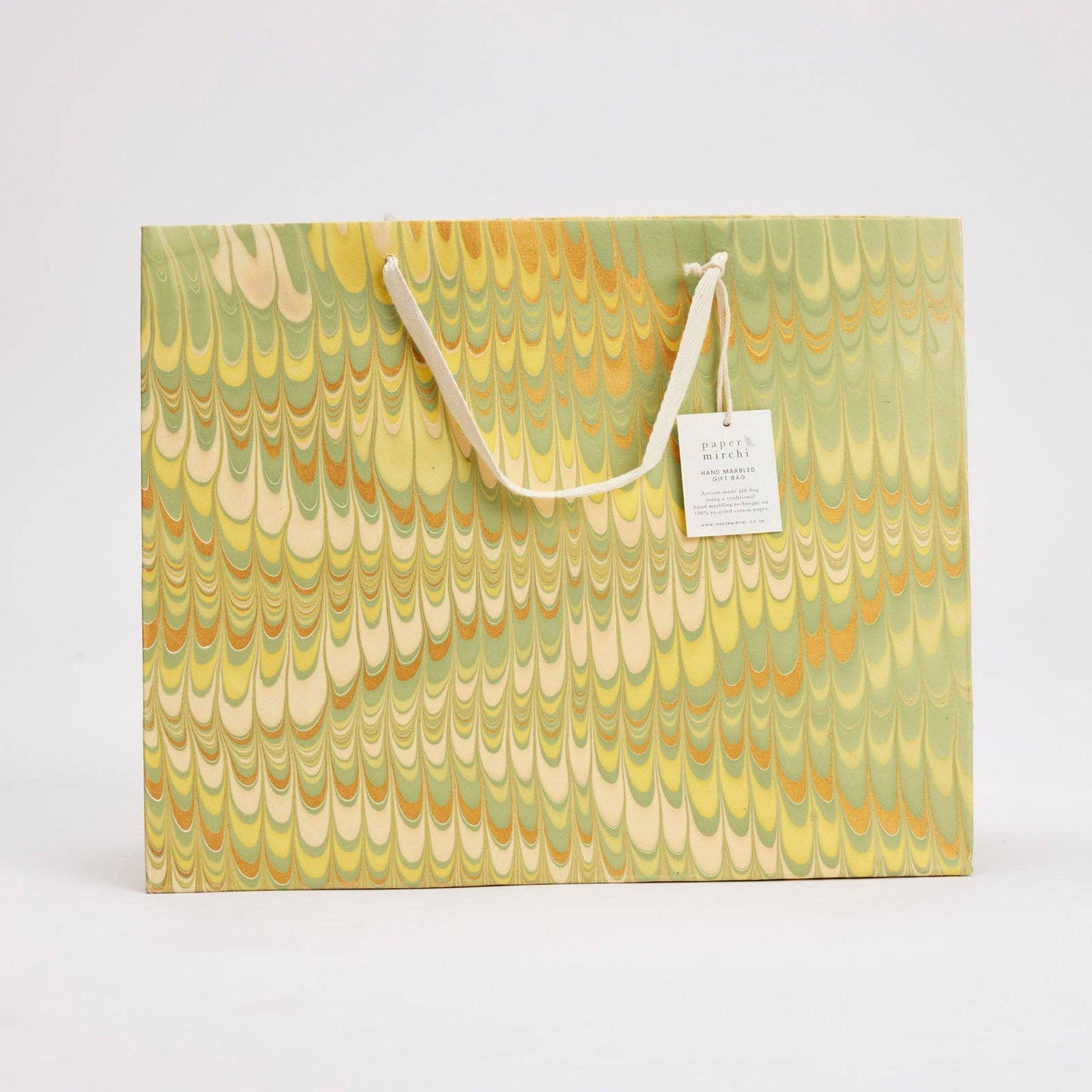 Scallops Yellow Large Hand Marbled Gift Bags