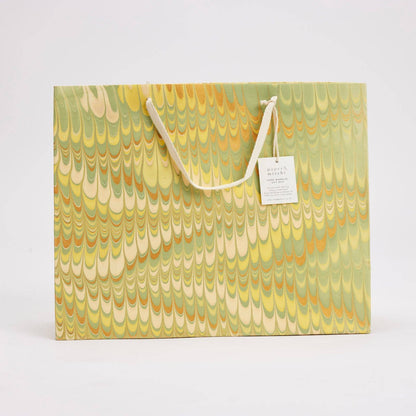 Scallops Yellow Large Hand Marbled Gift Bags
