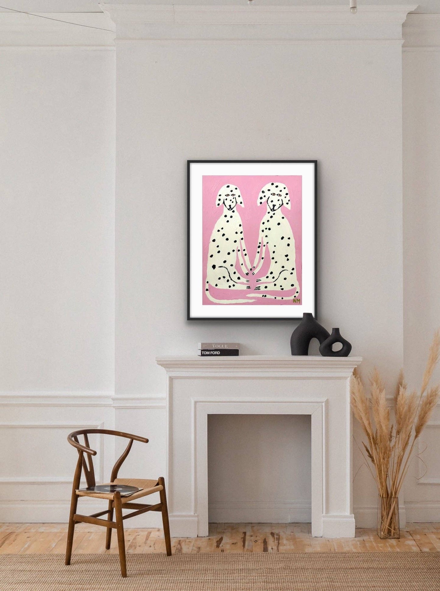 Dalmatians on Pink Art Print