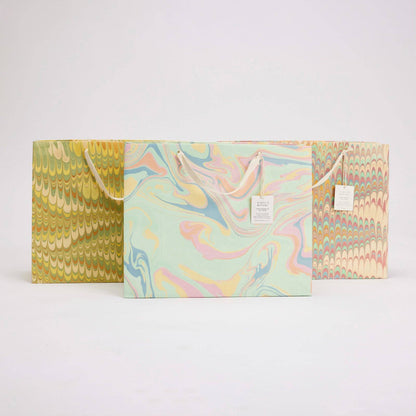 Scallops Yellow Large Hand Marbled Gift Bags