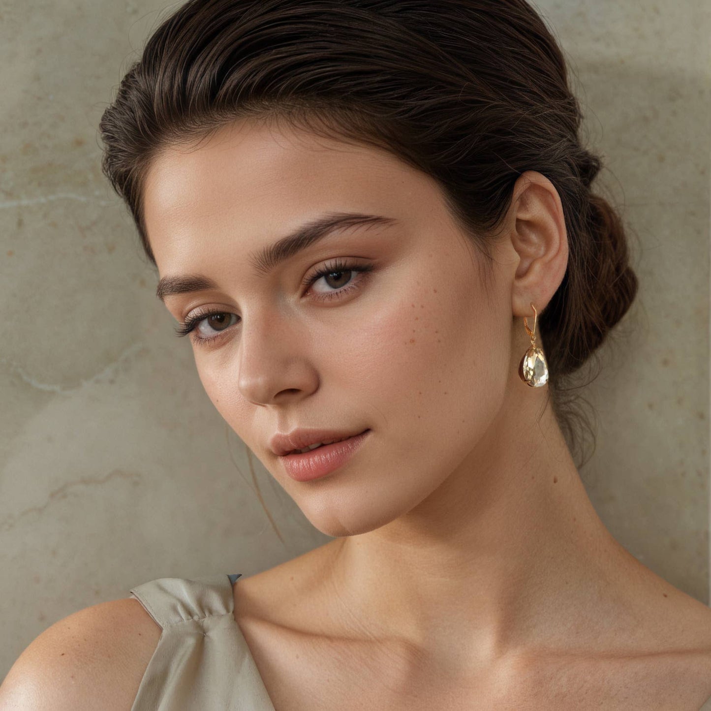 Vintage Champagne Teardrop Earrings