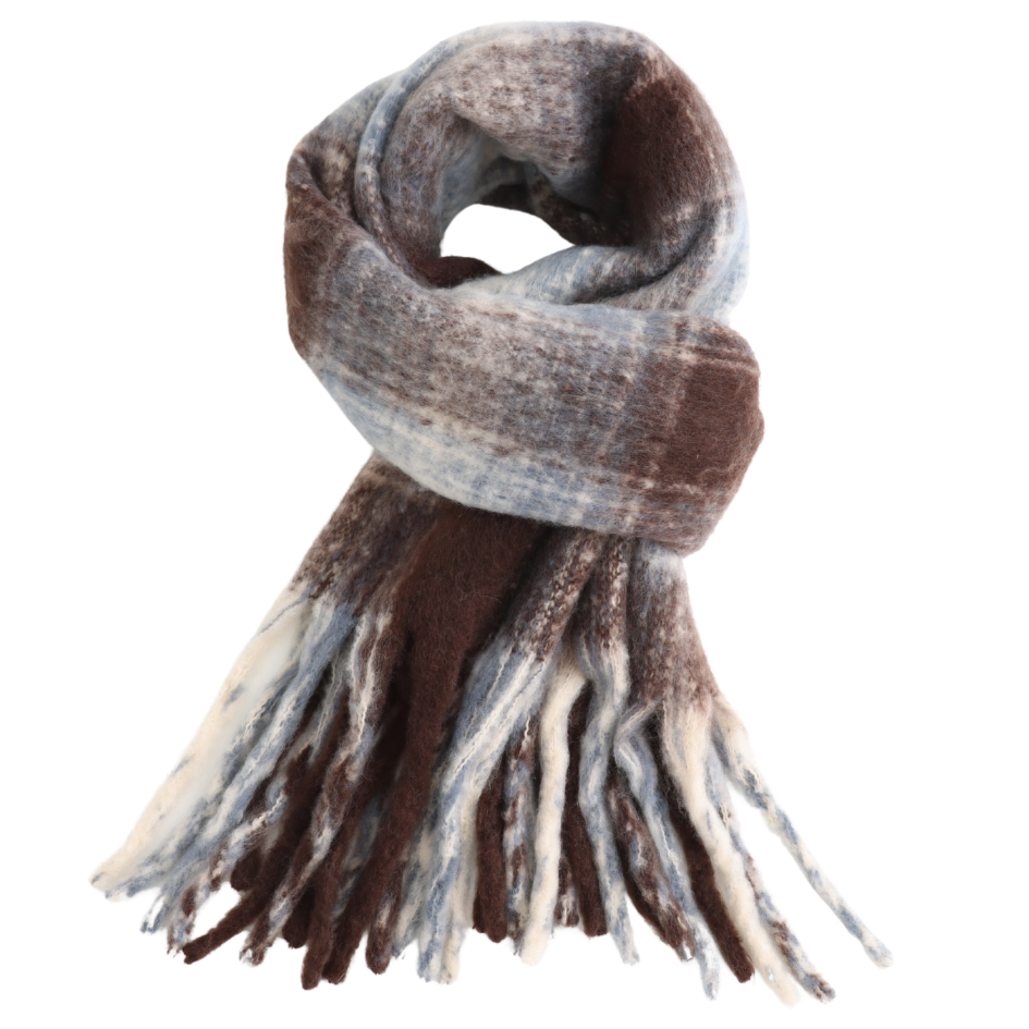 Tartan Super Soft Cosy Scarf, Ice Blue