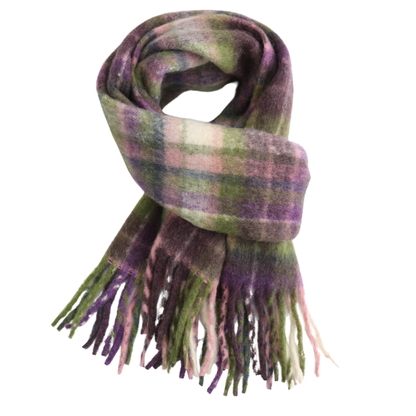 Tartan Super Soft Cosy Scarf, Purple & Green