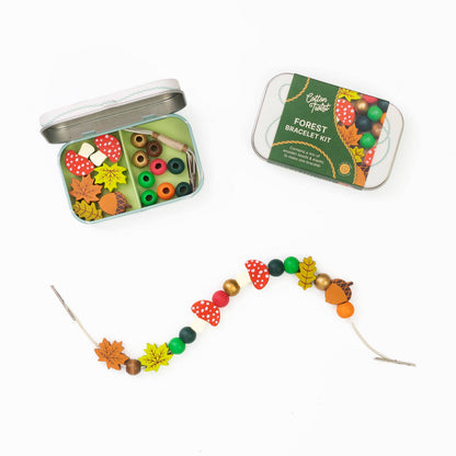Mini Forest Bracelet Gift Kit Wooden Bead Jewellery Making Friendship Bracelet Childrens