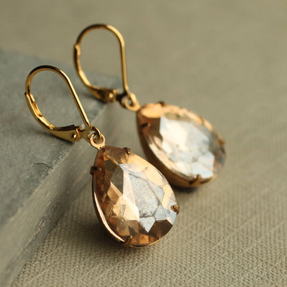 Vintage Champagne Teardrop Earrings