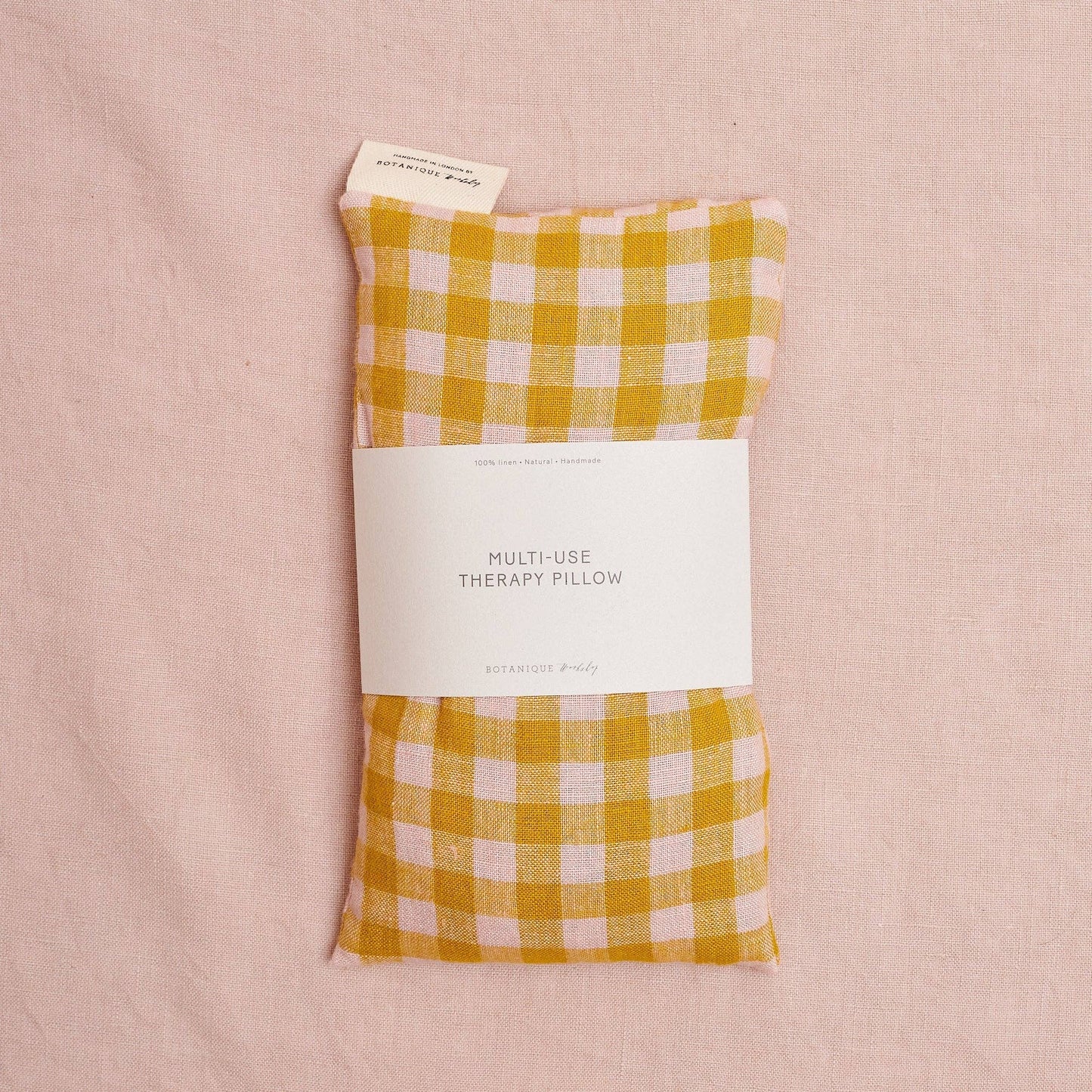 Yellow Linen Gingham Hot & Cold Use Lavender Therapy Pillow