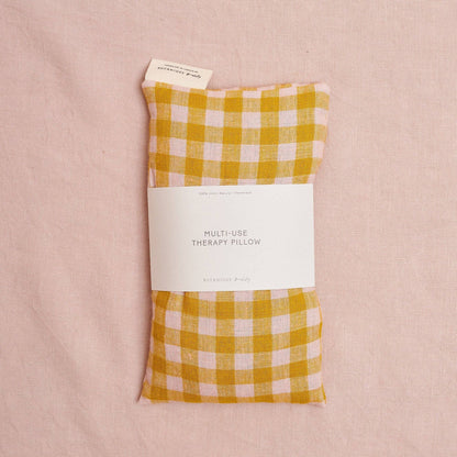 Yellow Linen Gingham Hot & Cold Use Lavender Therapy Pillow