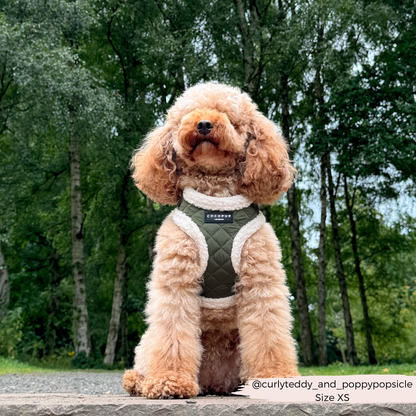 Khaki Quilted Adjustable Neck Dog Harness - Cocopup