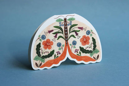 Peach Floral Moth shaped card