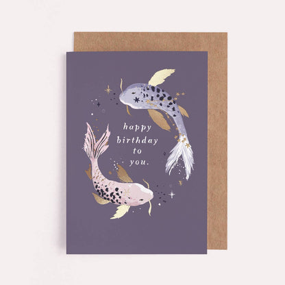 Koi Fish Birthday Card | Pisces Star Sign | Astrology Zodiac Card