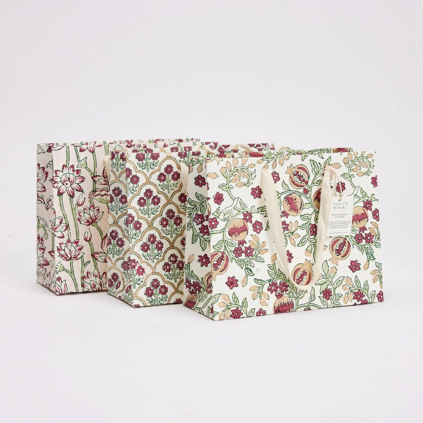 Pomegranate Cherry Medium Block Printed Gift Bags