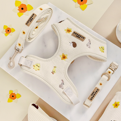 Embroidered Spring Animals Woodland Walkies Adjustable Neck Dog Harness - Cocopup