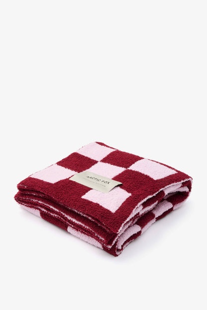 The Teddy Throw 100% Recycled Pink Check