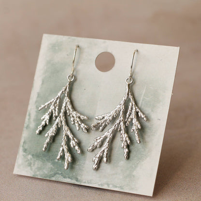 Conifer Tree Silver Earrings