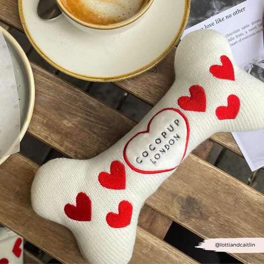 Love Hearts Hugs & Knitted Bone Dog Toy - Cocopup