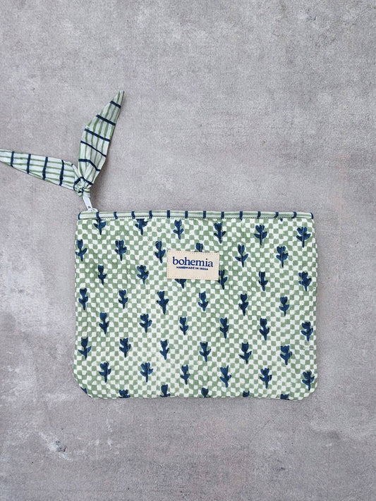Large Tulip Check Zip Pouch