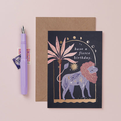 Lion Zodiac Birthday Card