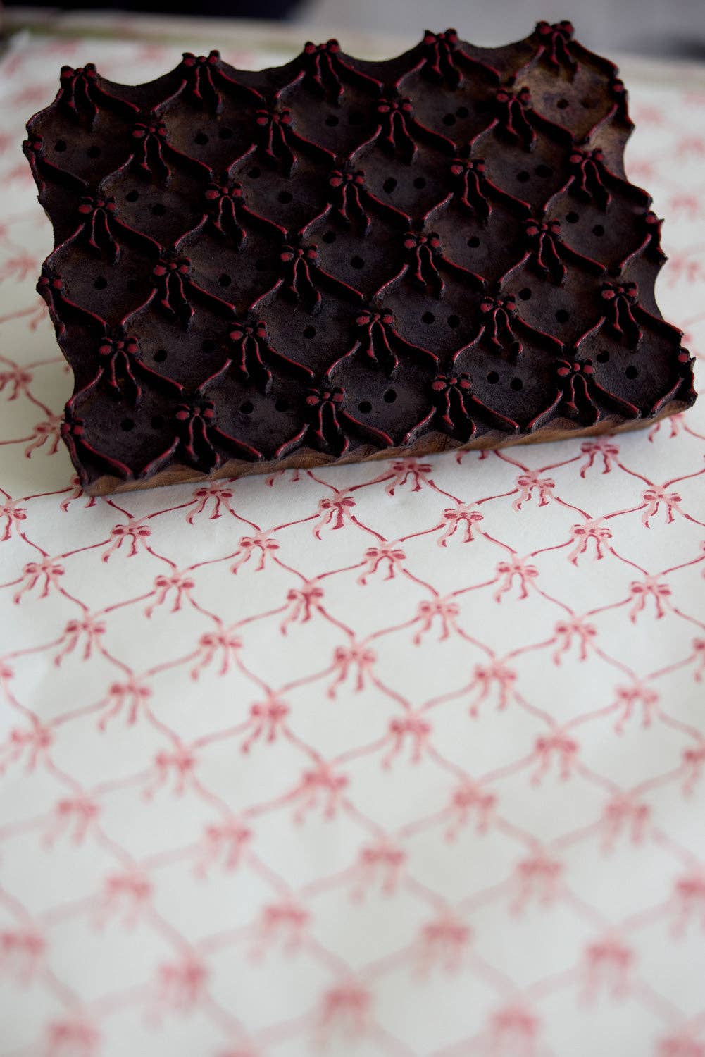 Block Printed Wrapping Paper Sheets - BP Bows Pink Sorbet
